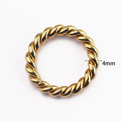 4Mm Minimalist Stainless Steel Cute Twisted Chain Ring for Women Girls Braided Ring Waterproof Jewelry Gift