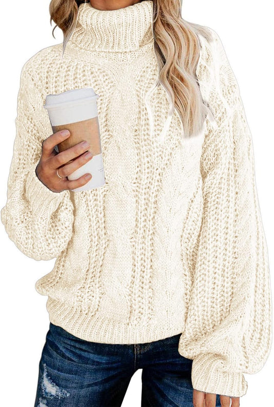 Chic Oversized Balloon Sleeve Winter Turtleneck Sweater - Cozy & Stylish Pullover Outerwear